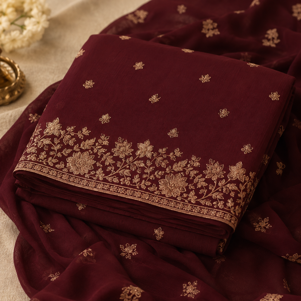 Maroon Zari Work