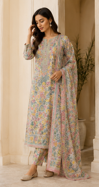 Zari Work Silk Suit Set